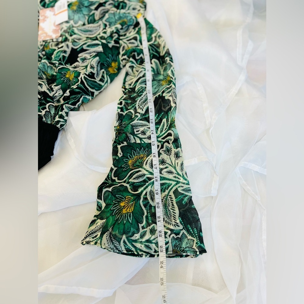 Band Of The Free THE BONNIE EMERALD FLORAL LONG SLEEVE BODYSUIT Size Small - Picture 6 of 10